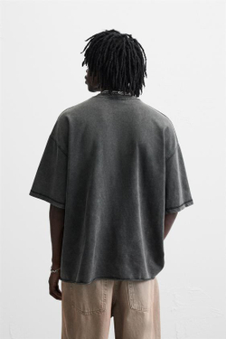 ZARA ТОЛСТОВКА RELAXED FIT С ЭФФЕКТОМ ПОТЕРТОСТИ, ТЕМНЫЙ АНТРАЦИТ