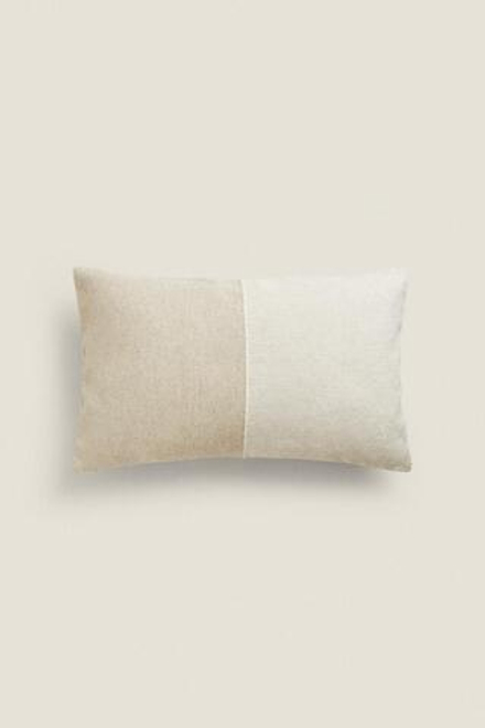 ZARA HOME ЧЕХОЛ ДЛЯ ДЕКОРАТИВНОЙ ПОДУШКИ С ВЫШИВКОЙ В ПОЛОСКУ, СВЕТЛО-БЕЖЕВЫЙ