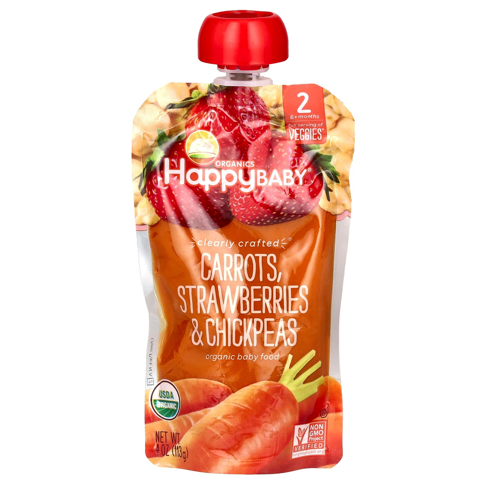 Happy Family Organics, Happy Baby®, органическое детское питание, для детей от 6 месяцев, морковь, клубника и нут, 113 г (4 унции)