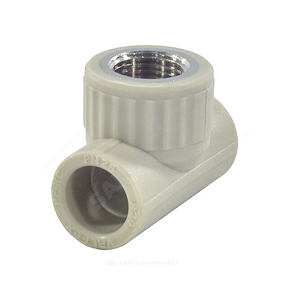 Тройник PP-R комбинированный серый Дн 25х1/2" ВР VALFEX 10127125Г