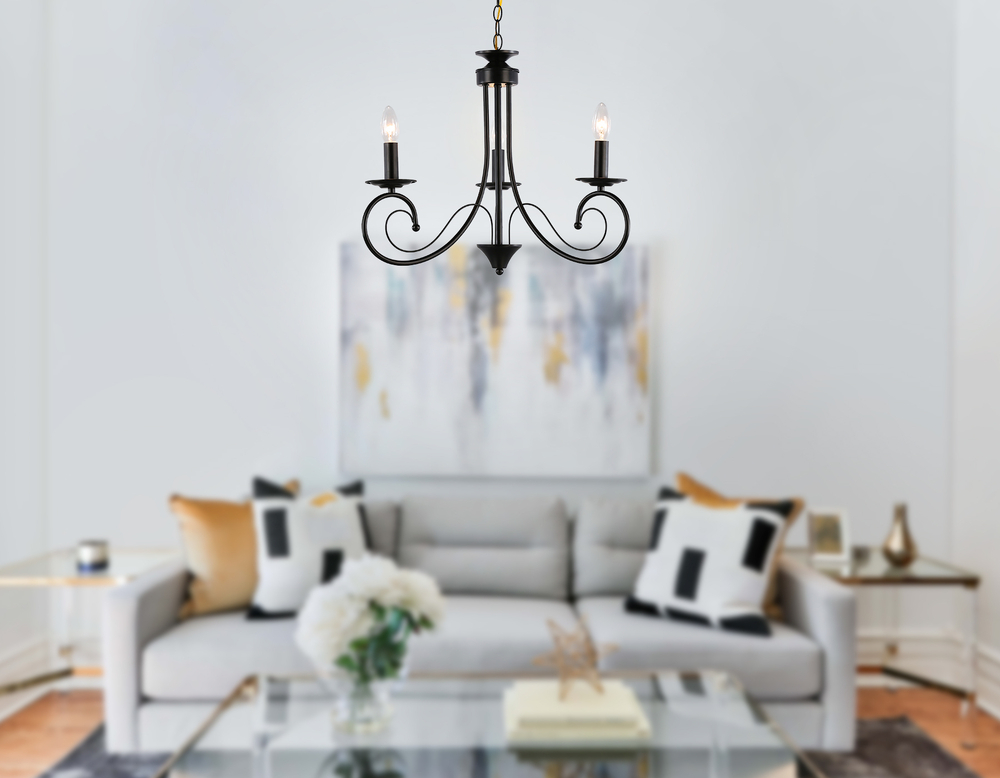 Светильник подвесной TR9606/3 BK черный E14/3 max 40W D560*650