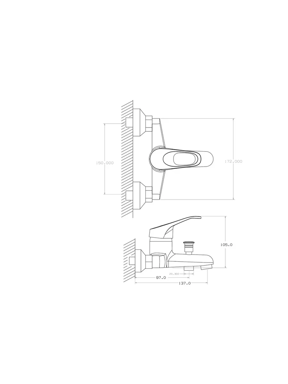 Комплект смесителей для ванны с душем 3 в 1, сатин