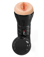 Телесный мастурбатор-вагина в черной колбе Super Luscious Lips XXL