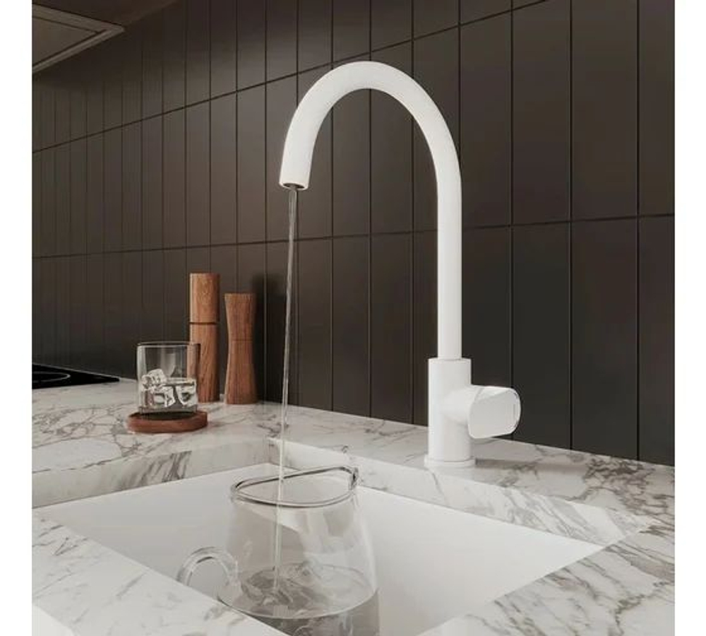 Смеситель для кухни, белый матовый, Rora, Milardo, RORWT0JM05