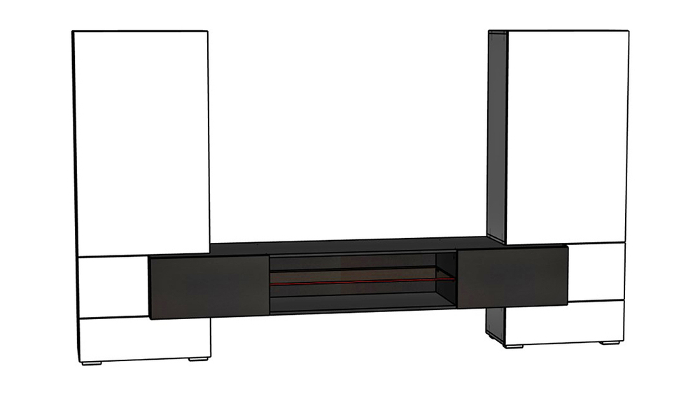 Гостиная 8 Белый Фасадный 0101 / Черный 0190 278*46*162 см, Белый   Фиеста
