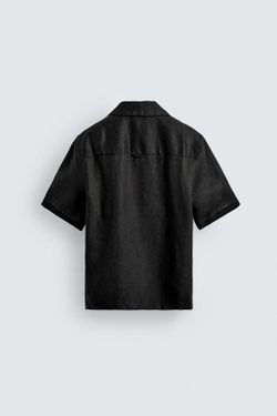 ZARА РУБАШКА RELAXED FIT ИЗ 100% ЛЬНА, ЧЕРНЫЙ