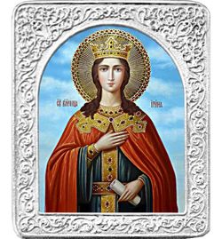 Святая Ирина. Маленькая икона в серебряной раме