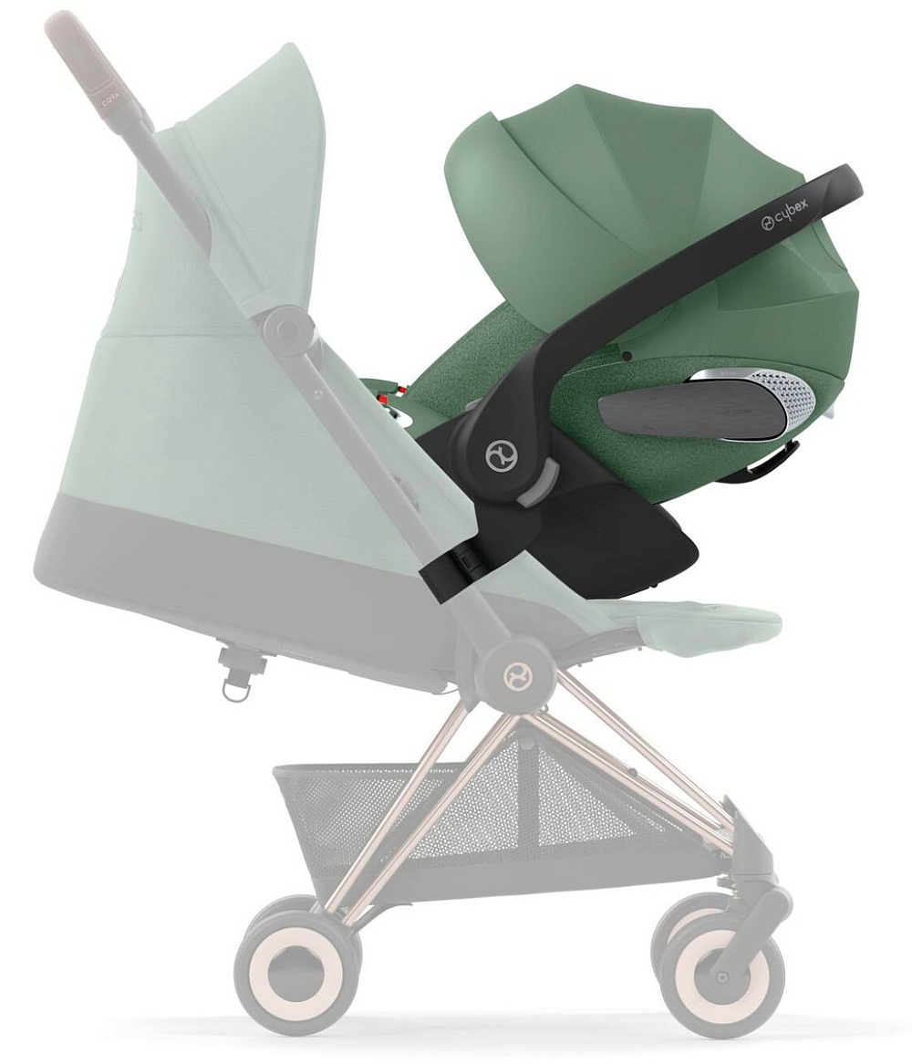 Коляска Cybex Coya Rosegold Frame Cloud T i-Size Leaf Green Plus Leaf Green с дождевиком и бампером