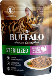 Mr.Buffalo 85г пауч Sterilised Влажный корм для взрослых стерилизованных кошек Индейка (соус)