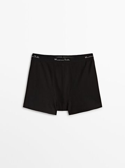 Massimo Dutti Трусы-боксеры из хлопка, черный