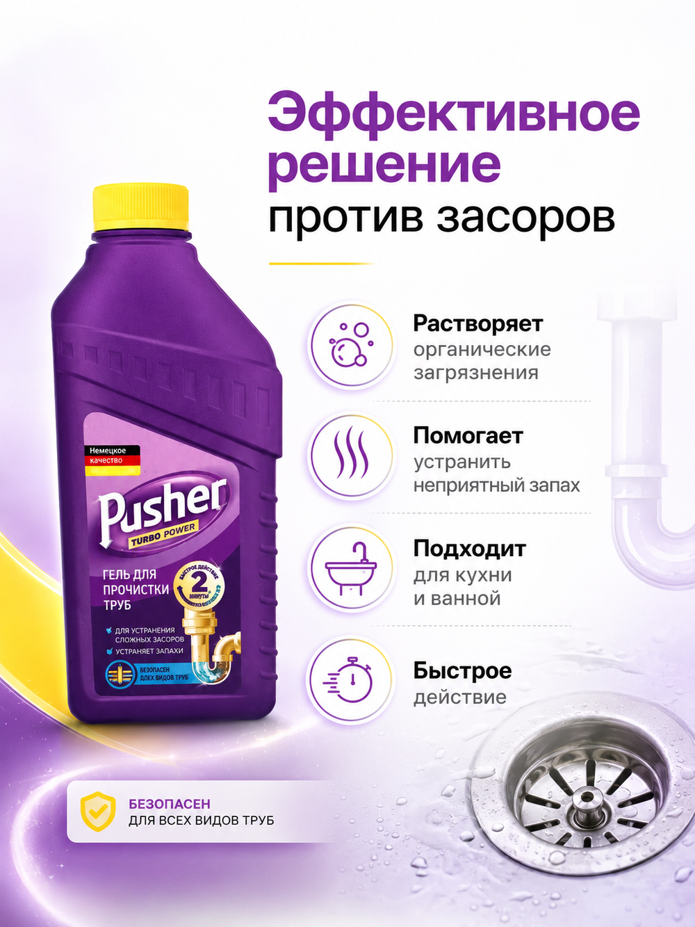 Средство для прочистки канализац.труб Dr.Aktiv 500мл