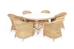 "Эспрессо-150 R" обеденная группа плетеная, цвет соломенный