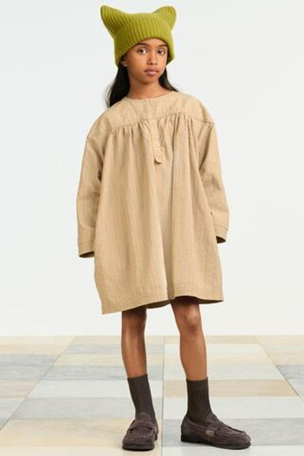 ZARA ПЛАТЬЕ ИЗ СМЕСОВОГО ЛЬНА С ДЛИННЫМИ РУКАВАМИ, ПОЛОСКИ