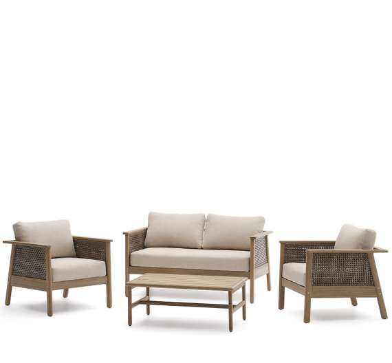 Комплект уличной мебели Alabe, массив акации, двухместный диван, 2 кресла, столик