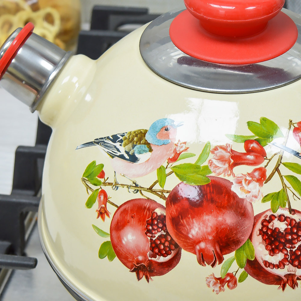 Чайник 2,5л со свистком, консольная ручка, слоновая кость "Гранат"