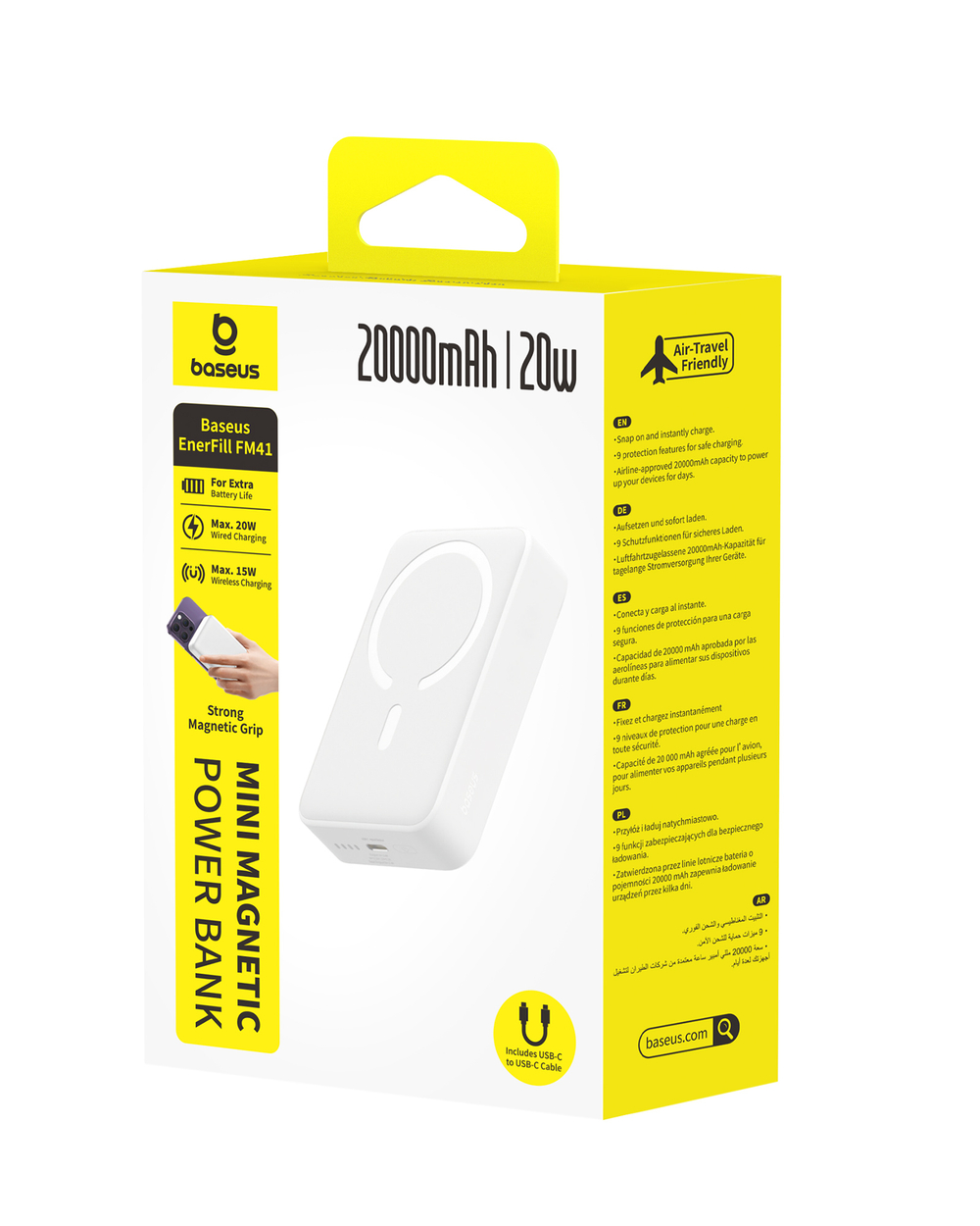 Внешний аккумулятор + Беспроводная зарядка Baseus EnerFill FM41 Magnetic Mini C+Qi 20000mAh 20W (MagSafe)