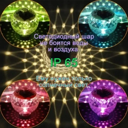 Светильник плавающий Шар на солнечной батарее.