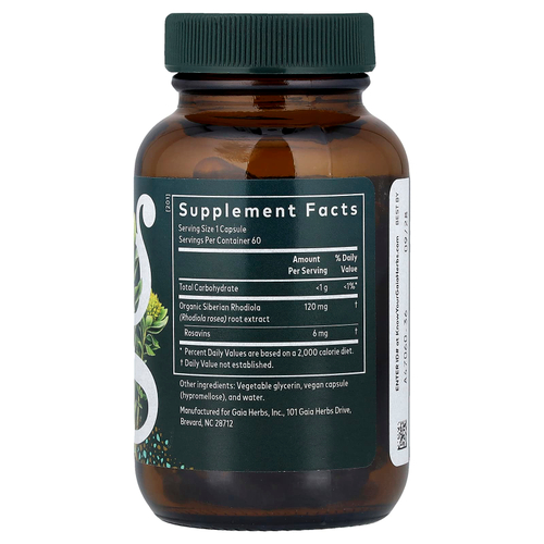 Gaia Herbs, родиола розовая (Rhodiola rosea), 60 Liquid Phyto-Caps®