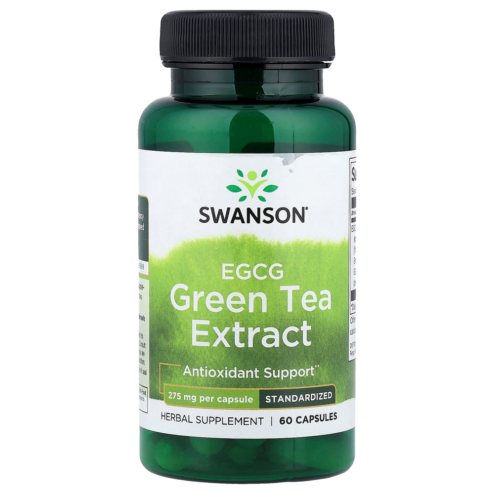 Swanson, ECGC, экстракт зеленого чая, стандартизованный, 275 мг, 60 капсул