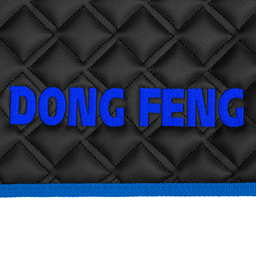 Ковры DongFeng GX, (экокожа, черный, синий кант, синяя вышивка)