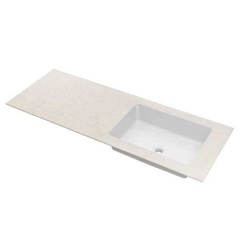 Столешница Vincea из кварца с раковиной VWTB-4LX140QBG-R, правая, бежевый