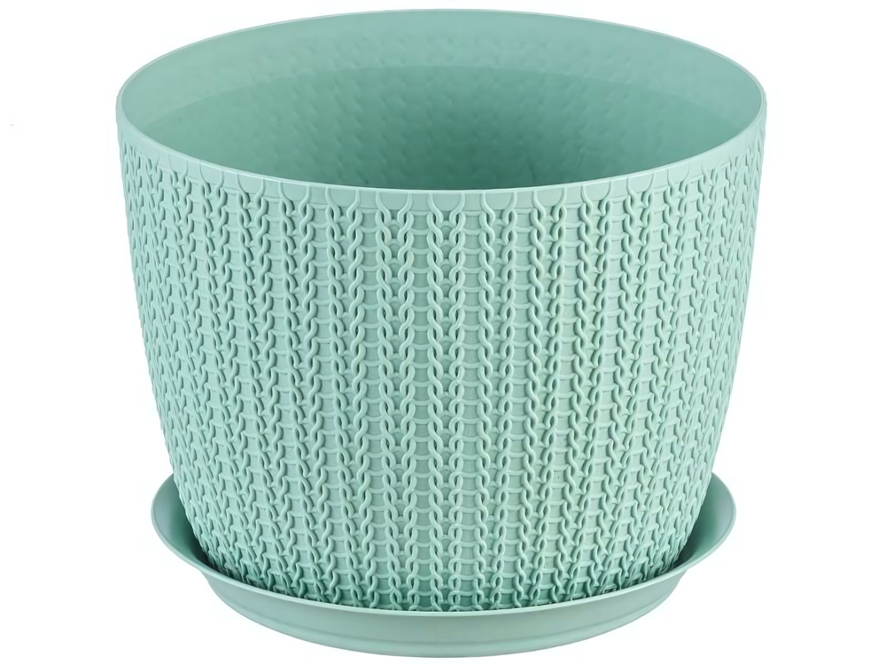 Кашпо Вязание 4,5л d210мм с поддоном, фисташковый