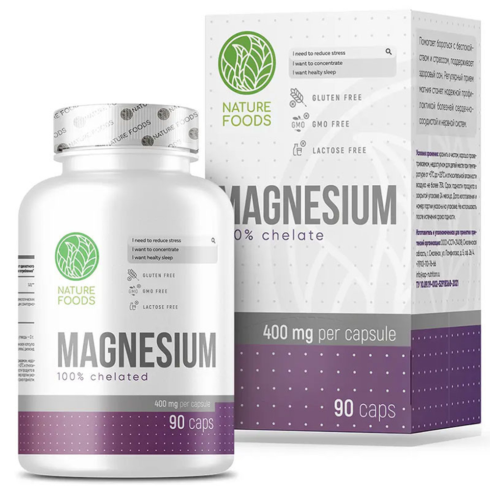 Nature Foods Magnesium Glycinate 400 мг. + B6 (90 капс.) [M]