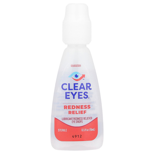 Clear Eyes, Redness Relief, Глазные капли смазывающее / снимающее покраснение, 0,5 жидких унций (15 мл)