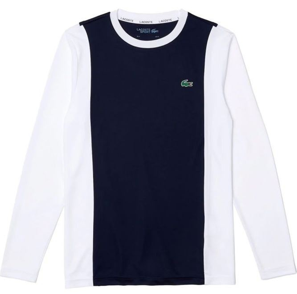 Мужская теннисная футболка теннисная Lacoste Men’s Sport Breathable Piqué Knit T-Shirt - navy blue/white/navy blue/whit