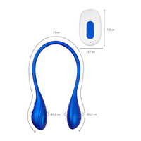 Синий двусторонний вибратор с управлением через приложение 46см ToyFa L'eroina Agamien 565003