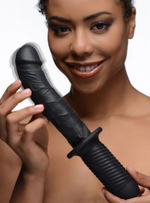 Черный вибратор The Large Realistic 10X Silicone Vibrator with Handle - 30,5 см. (Цвет: черный)