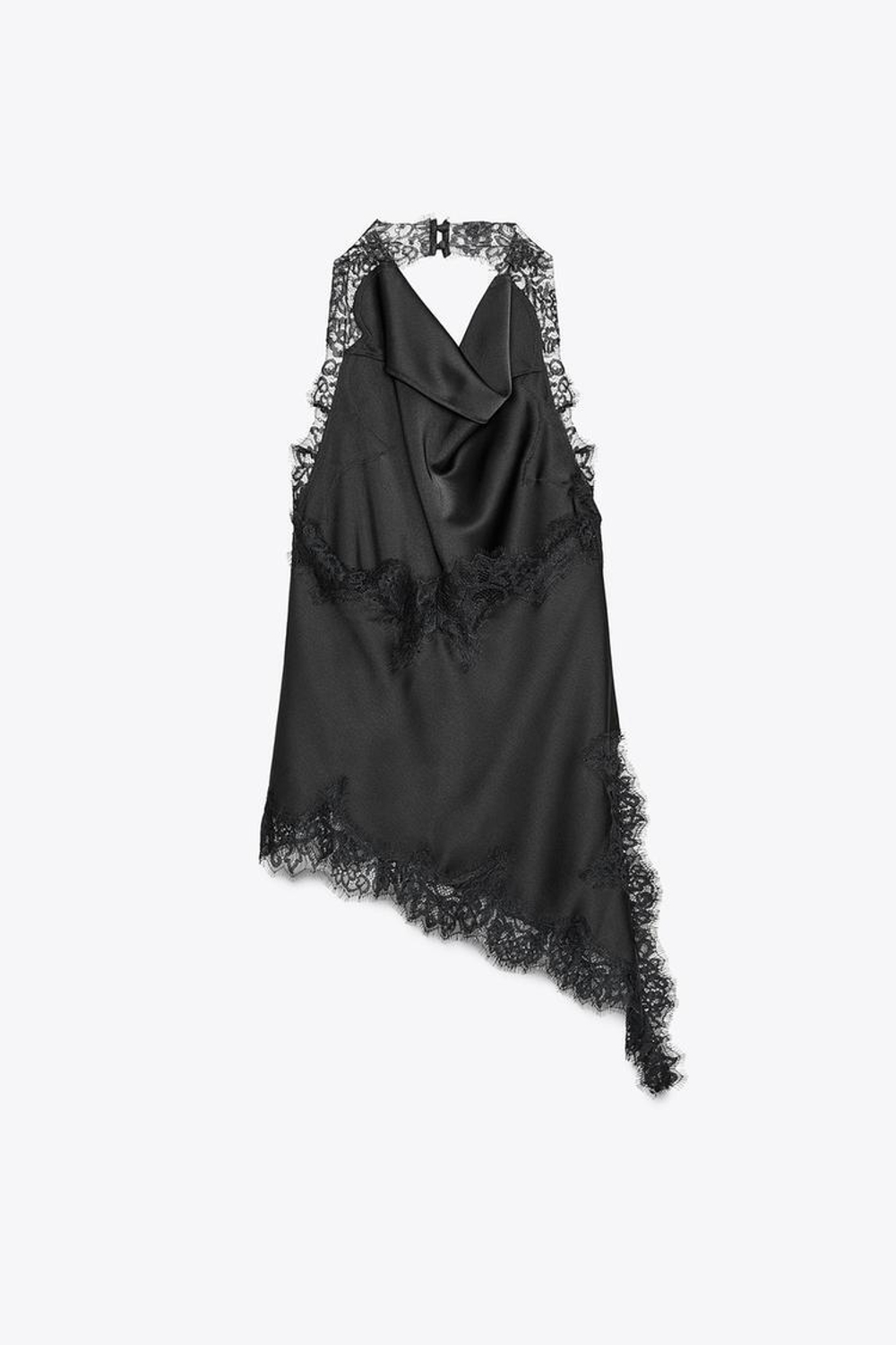 ZARA ТОП-ХАЛТЕР С КРУЖЕВОМ — ZW COLLECTION, ЧЕРНЫЙ