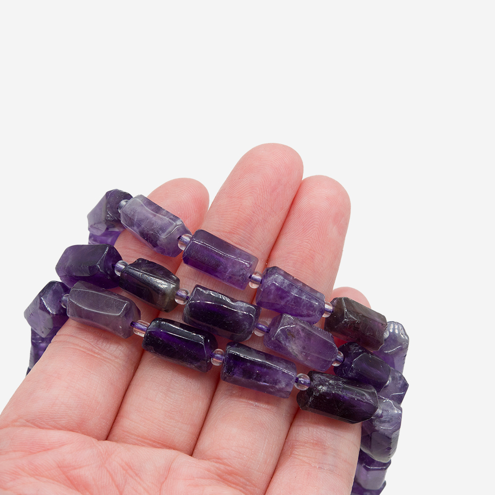 Аметист натуральный, бочонки с гранями, 11-14*7-9мм