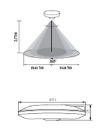 Датчик движения 360 градусов потолочный  KANLUX ZONA FLAT-W