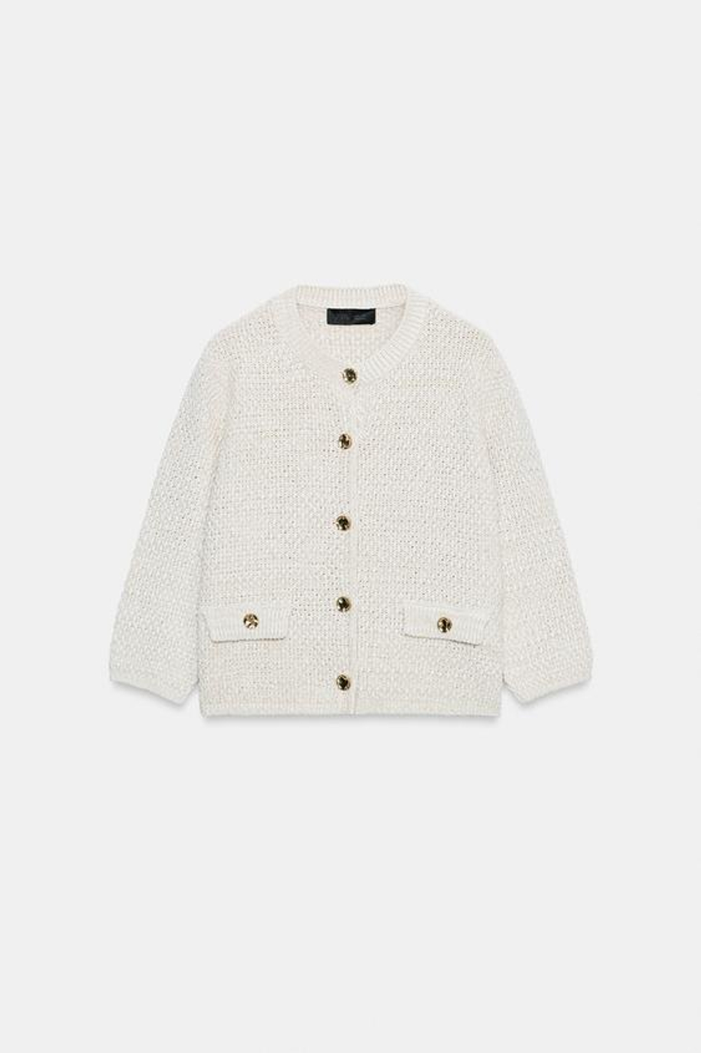 ZARA КАРДИГАН С РУКАВОМ 3/4, СВЕТЛО-БЕЖЕВЫЙ
