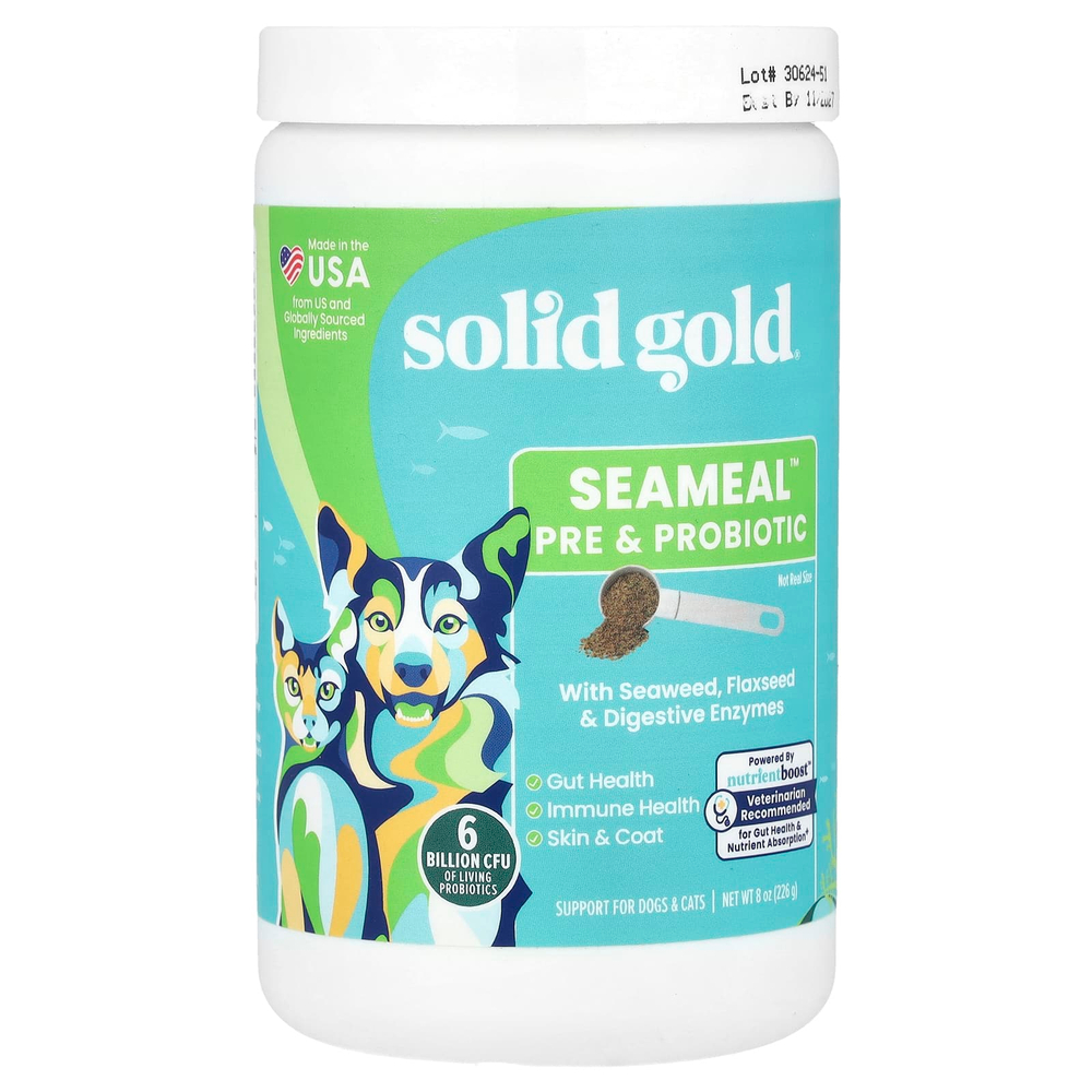 Solid Gold, Пребиотик и пробиотик SeaMeal ™, для собак и кошек, 226 г (8 унций)