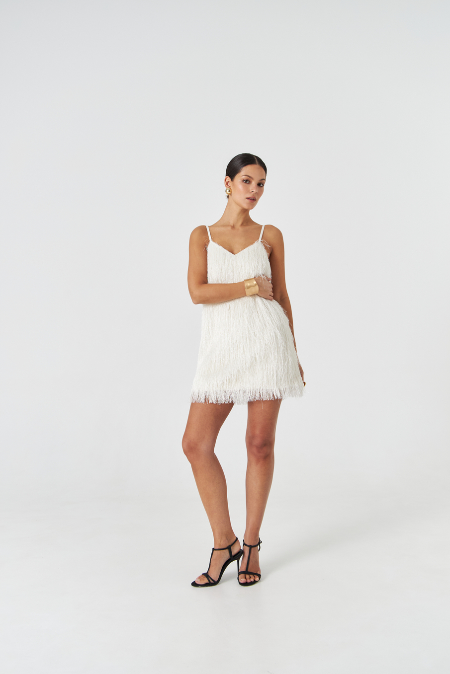 Платье мини из бахромы
