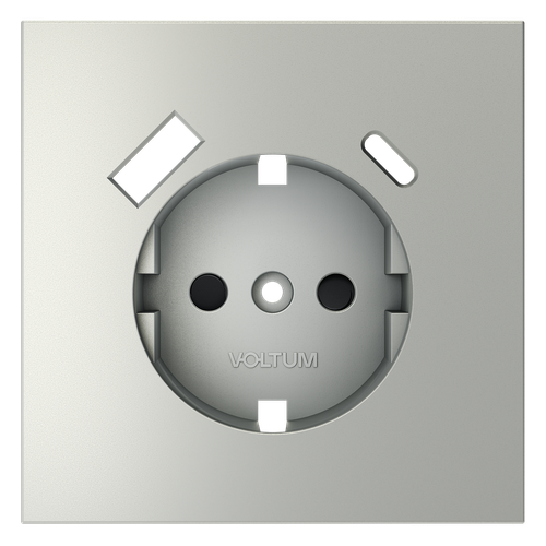 Накладка для розетки с заземлением и защитными шторками, с USB A+C, S70 (сталь)