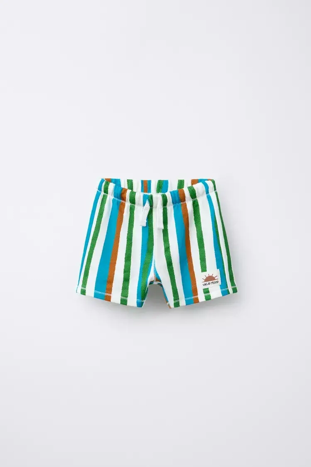 ZARA ШОРТЫ В ПОЛОСКУ С НАШИВКОЙ, РАЗНОЦВЕТНЫЙ