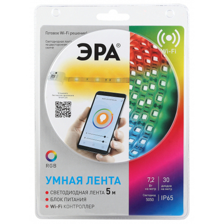 ЭРА Комплект светодиодной ленты 5050-30-RGB-IP65-Wifi-5m (12V)