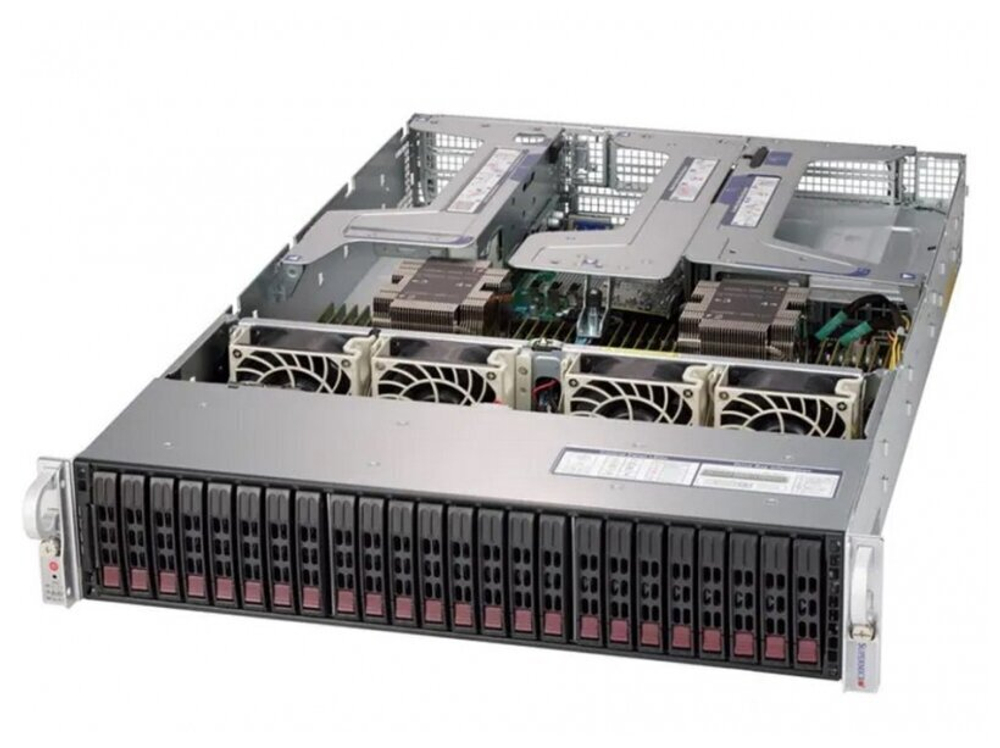 Сервер Supermicro SuperServer 2029U-E1CR4 без процессора/без ОЗУ/без накопителей/количество отсеков 2.5" hot swap: 24/LAN 1 Гбит/c