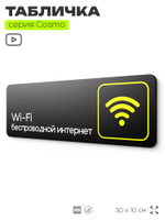 Табличка WI-FI Free, для офиса, кафе, ресторана, отеля, 30 х 10 см, черная, Айдентика Технолоджи