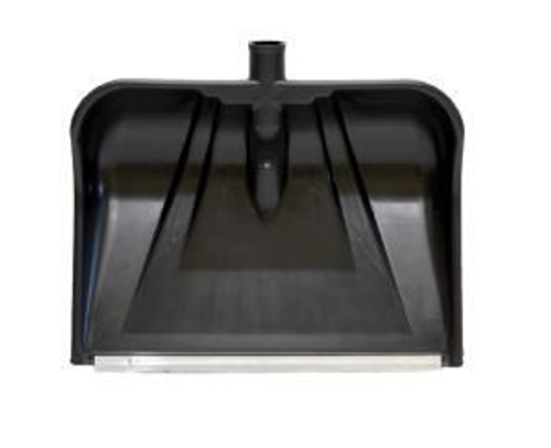 Лопата снеговая пласт.  445х330  ''Снежная королева''  PROTEX  Чёрная,  с ал. планкой, б/ч (d=32)