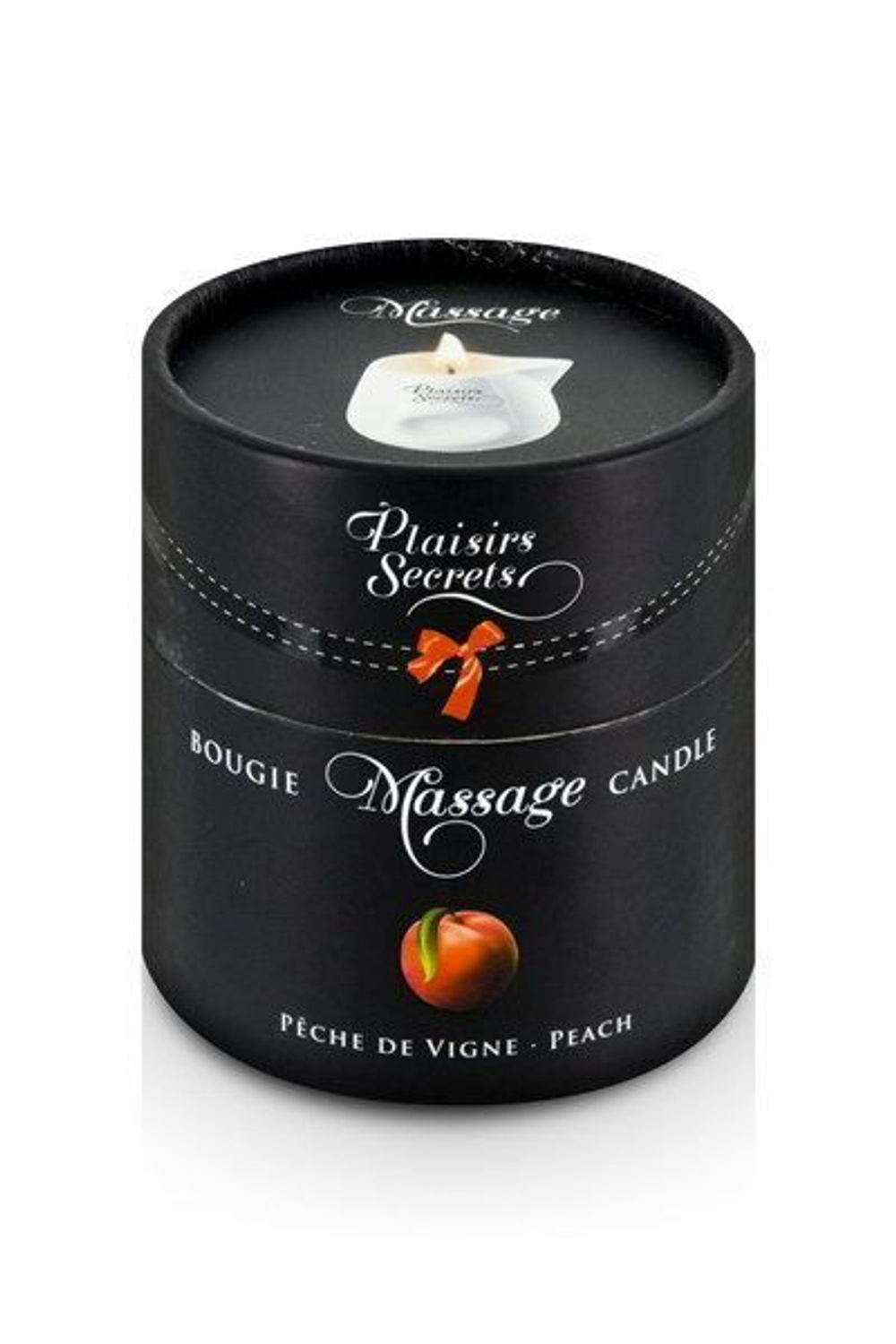 Массажная свеча с ароматом персика Bougie Massage Gourmande Pêche - 80 мл. (Цвет: белый)