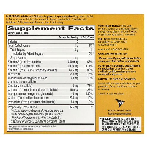 AirBorne, добавка для поддержки иммунной системы, со вкусом апельсина, 3 пробирки, по 10 шипучих таблеток