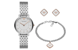 EMPORIO ARMANI Gypsophila Collection Wrist Watch Quartz Movement Stainless Steel Strap White Dial Women"s Watch