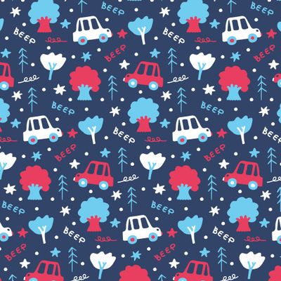 Buy baby fabric hand drawn cars dark blue