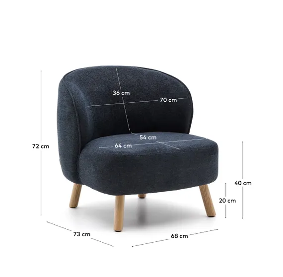 Кресло Ulit из серого шенилла с ножками из светлого бука