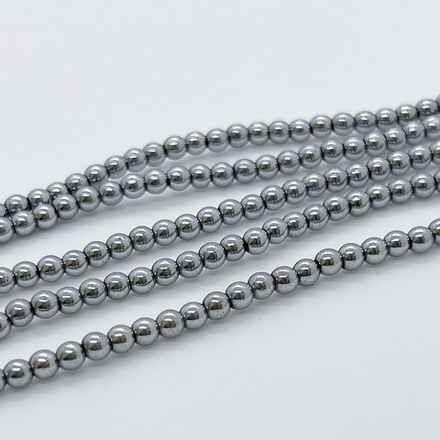 Гематит Шар бусины (имитация), цвет серебристый, диаметр 3 мм, цена за нить 38 см