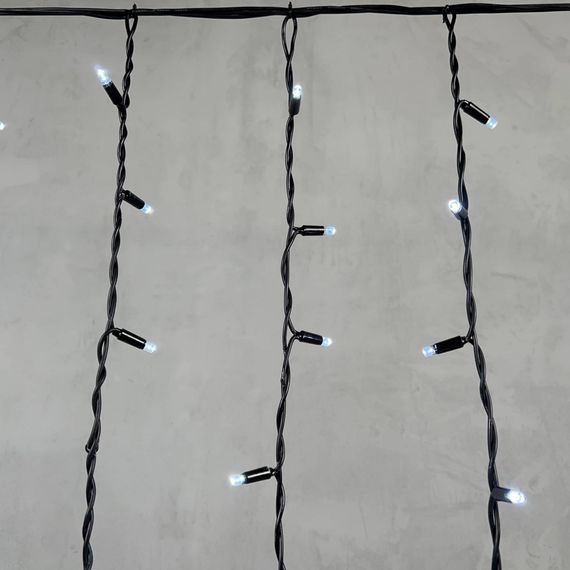 Светодиодная бахрома с колпачком 3,2*0,9 м., 168 белых LED ламп, каучуковый черный провод, LTC (LL168-1-2W)